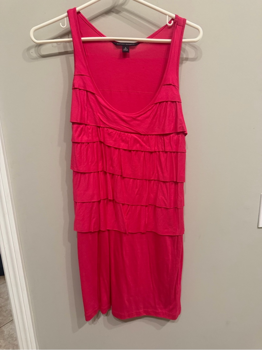 Banana Republic Hot Pink Tiered Ruffle Tank Dress